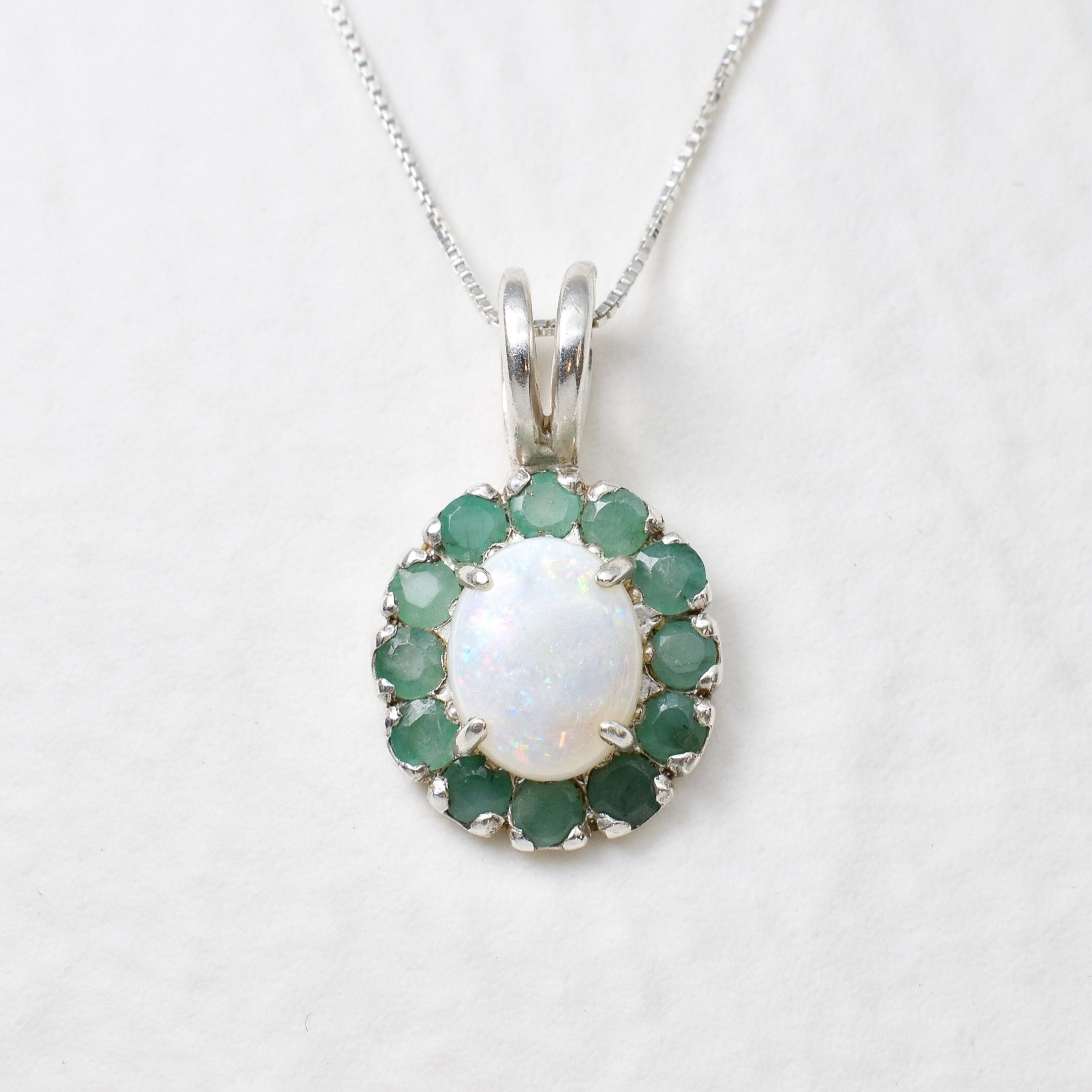 【花】タイピン３個　DIAMOND　Opal　Emerald　ケース付 Flower Opal Necklace - Victorian Opal Necklace - Genuine Emerald