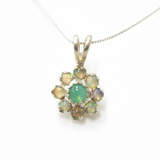 Natural Australian Opal Pendant made in 925 Sterling Silver with Natural White Australian Opal in Halo setting, October Birthstone gift idea, symbolizes hope, purity, and truth, ideal for everyday wear and perfect for birthday gifting and special occasions.