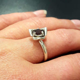 Garnet Flower Ring - Dainty Rose Ring- January Birthstone Ring