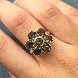 Garnet Flower Ring - Natural Garnet Ring - Large Vintage Ring