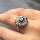 Garnet Flower Ring - Silver Victorian Ring - Garnet Vintage Ring