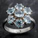 Natural Blue Topaz gemstone ring in stunning cluster, brings calming energy, meaningful holiday gift, perfect for weddings