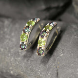 Gemstone hoop earrings with Natural Mystic Topaz and Peridot, representing prosperity and well-being, meaningful jewelry gift for special celebrations