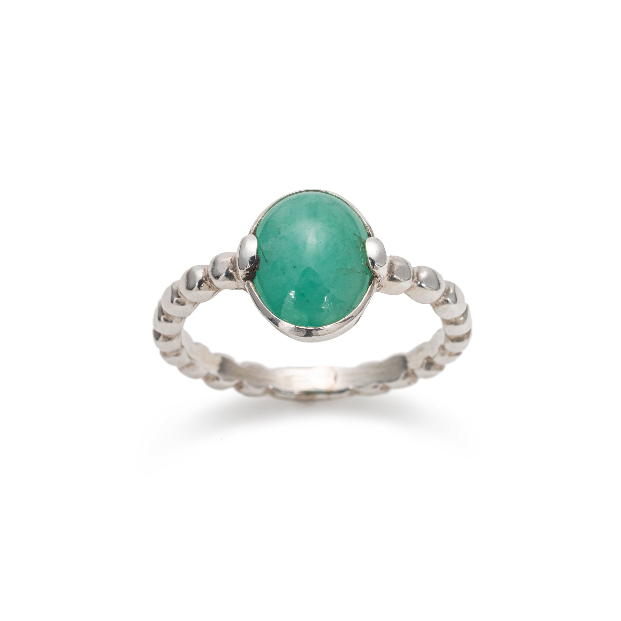 Charming 925 Sterling Silver Ring with Oval Natural Green Emerald, perfect for May birthdays and meaningful gifts.