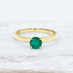 Genuine Emerald Ring set in Solid 18k Yellow Gold, with minimalist design, perfect as Proposal Ring or Anniversary Ring