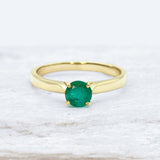 Genuine Emerald Ring set in Solid 18k Yellow Gold, with minimalist design, perfect as Proposal Ring or Anniversary Ring