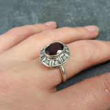 Genuine Garnet Ring - Red Oval Ring - January Birthstone Ring