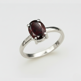 Natural Garnet Ring made in 925 Sterling Silver with Natural Red Garnet in Prong setting, January Birthstone gift idea, symbolizes love, passion & commitment, ideal for everyday wear and perfect for birthday gifting and special occasions.
