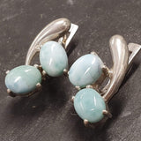 GENUINE Larimar Earrings - Twin Blue Earrings - Long Silver Earrings