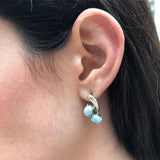 GENUINE Larimar Earrings - Twin Blue Earrings - Long Silver Earrings