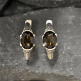 Genuine Quartz Earrings - Smoky Topaz Earrings - Brown Tribal Earrings
