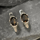 Genuine Quartz Earrings - Smoky Topaz Earrings - Brown Tribal Earrings