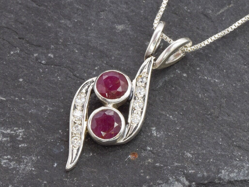 Charming Natural Ruby Pendant in 925 Sterling Silver, showcases a Round Ruby, ideal for everyday wear and meaningful gifts.