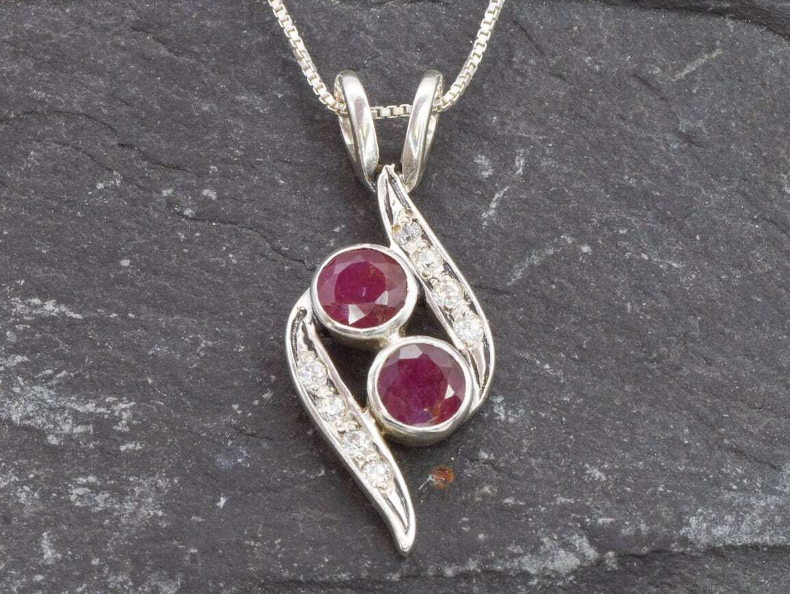 Elegant 925 Sterling Silver Natural Ruby Pendant featuring a Round Ruby, perfect for birthdays and special occasions.