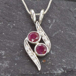 Elegant 925 Sterling Silver Natural Ruby Pendant featuring a Round Ruby, perfect for birthdays and special occasions.
