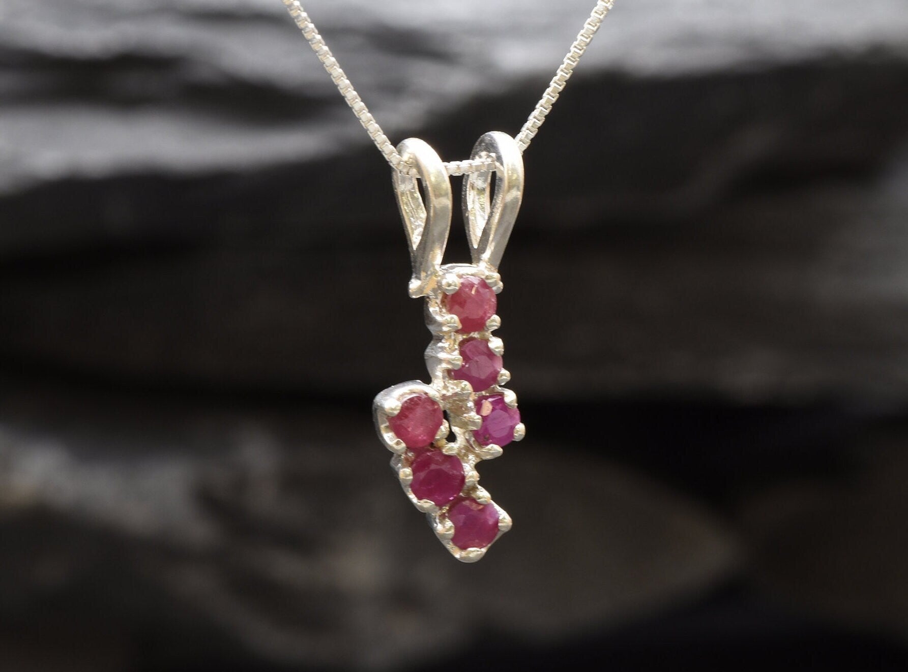 Elegant 925 Sterling Silver Natural Ruby Pendant, featuring a round ruby, perfect for birthdays and special occasions.