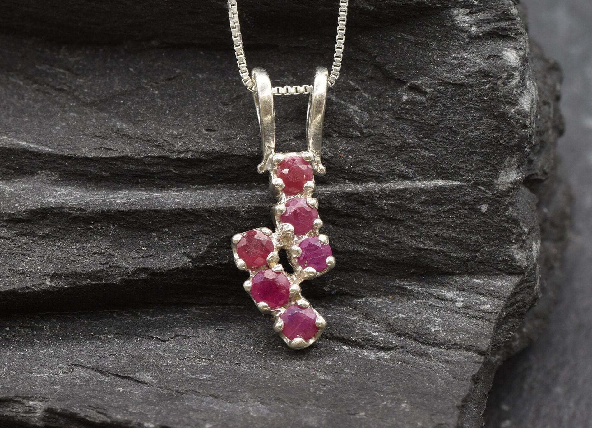 Elegant 925 Sterling Silver Natural Ruby Pendant, featuring a round ruby, perfect for birthdays and special occasions.