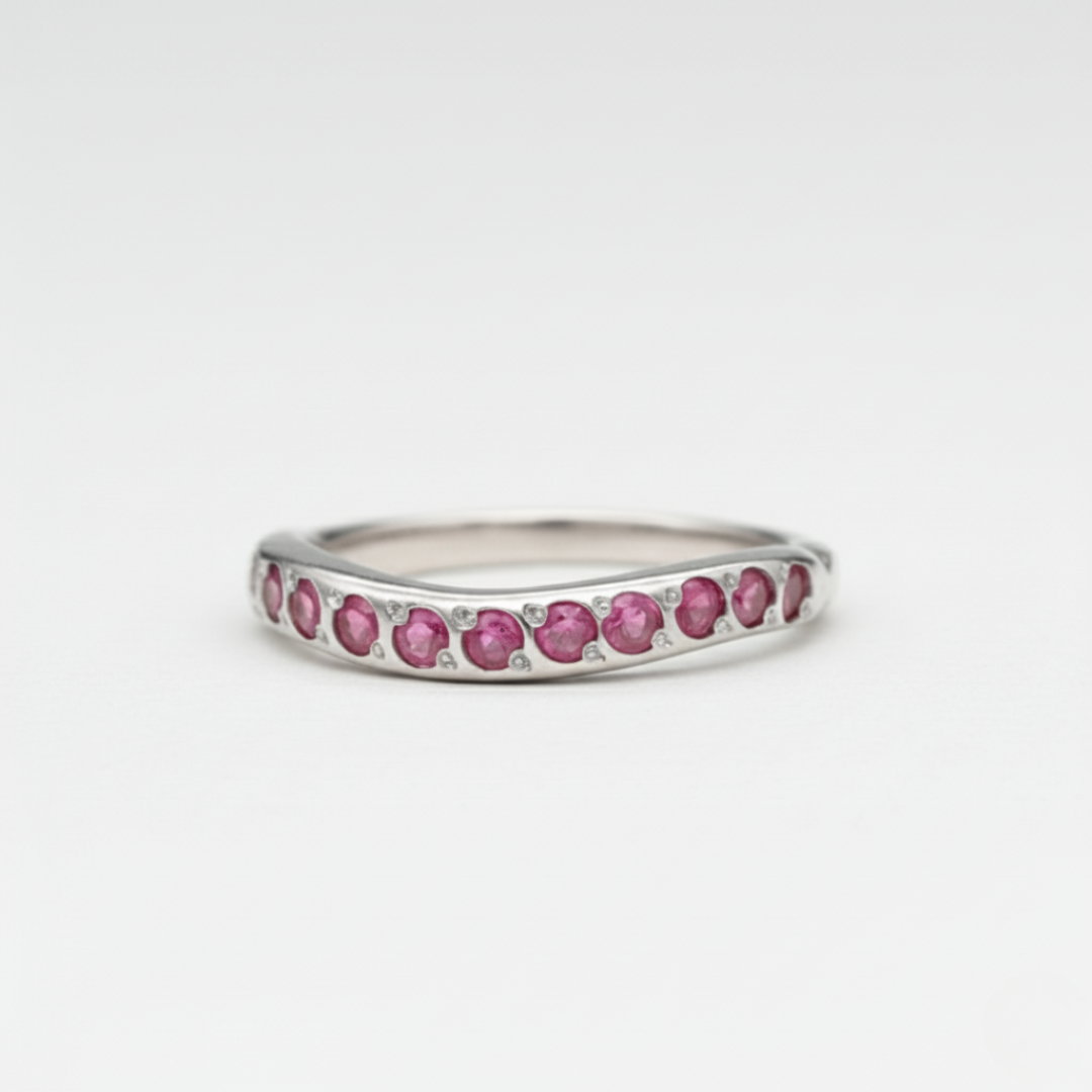 Natural Ruby Ring made in 925 Sterling Silver with Round Natural Red Ruby in Channel-Set setting, July Birthstone gift idea, symbolizes nobility, purity, and passion, ideal for everyday wear and perfect for birthday gifting and special occasions.
