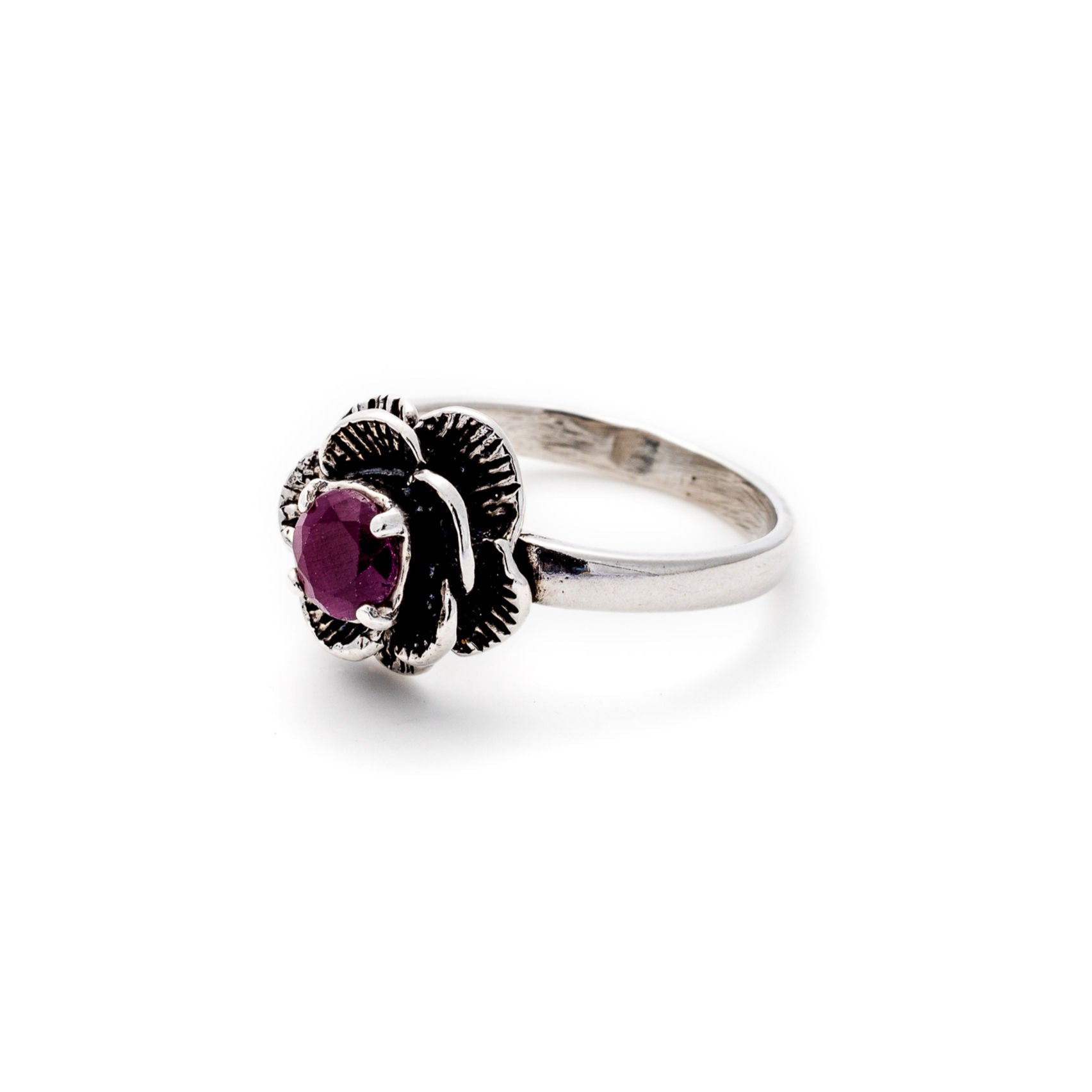 Lovely 925 Sterling Silver ring showcasing a round natural ruby, a meaningful gift for birthdays and special occasions.