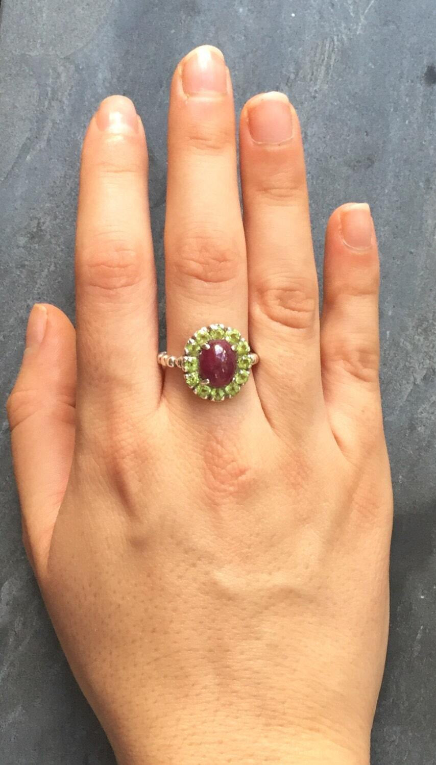 Elegant Ruby Halo Ring in 925 Sterling Silver, perfect for July birthdays and special occasions, symbolizing passion and purity.