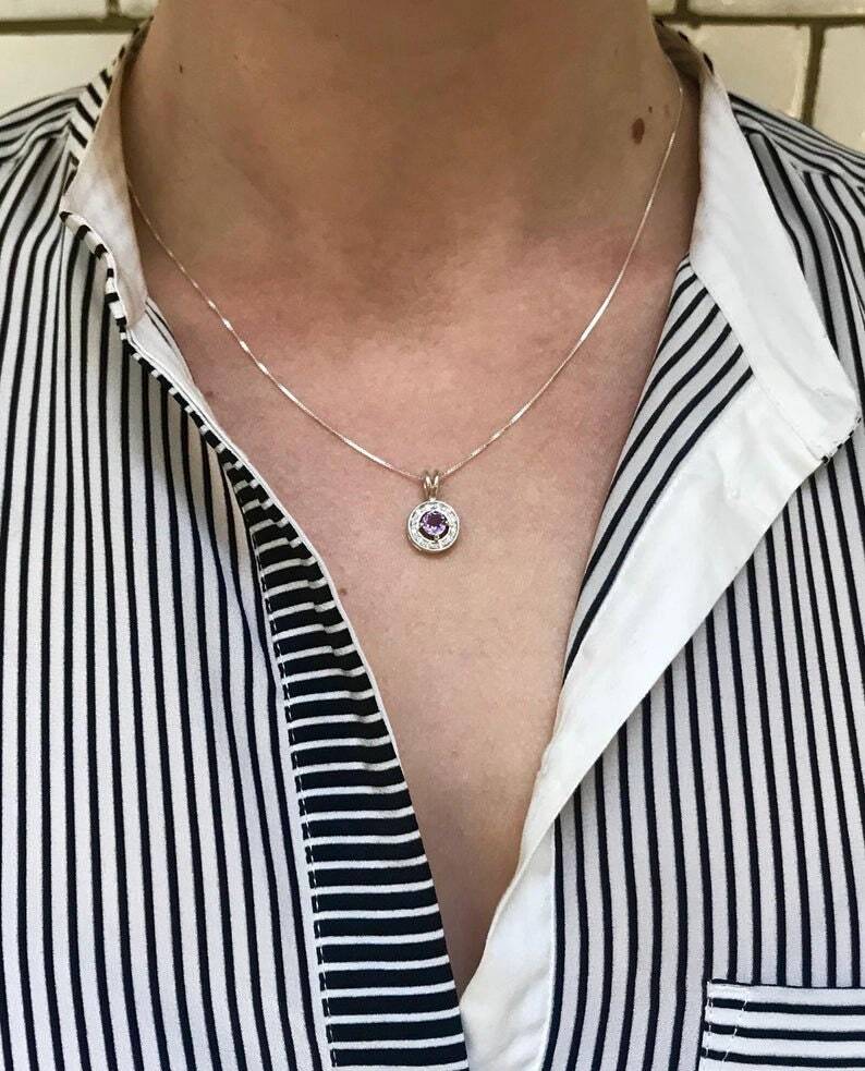 Natural Sapphire Pendant in 925 Sterling Silver with Halo setting; perfect September birthday gift symbolizing sincerity.