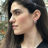 Genuine Topaz Earrings - Mystic Topaz Earrings - Purple Square Studs