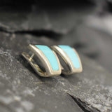 Genuine Turquoise Earrings - Flat Blue Earrings - Smooth Trapezoid Earrings