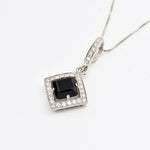 Modern Onyx Pendant Necklace ideal for cocktail parties.

