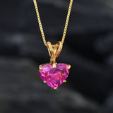 Gold Alexandrite Necklace - Pink Heart Gold Pendant, Heart Pendant