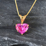 Gold Alexandrite Necklace - Pink Heart Gold Pendant, Heart Pendant