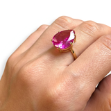 18k Gold Vermeil Alexandrite Ring featuring Created Pink Alexandrite, symbolizing renewal and intuition, perfect for birthdays.