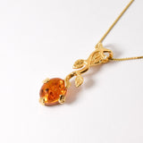 Gold Amber Necklace - Natural Amber Pendant - Long Branch Necklace