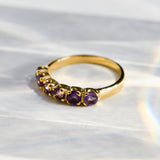 Gold Amethyst Ring - Natural Amethyst, Half Eternity Gold Ring