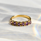 Genuine Amethyst Ring - Purple Half Eternity Ring - Vintage Stackable Ring