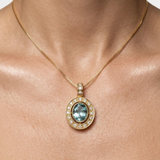 Gold Aqua Pendant - Vintage Aquamarine Necklace, Gold Vintage Necklace