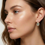 Gold Aquamarine Earrings - Gold Victorian Earrings, Blue Diamond Earrings