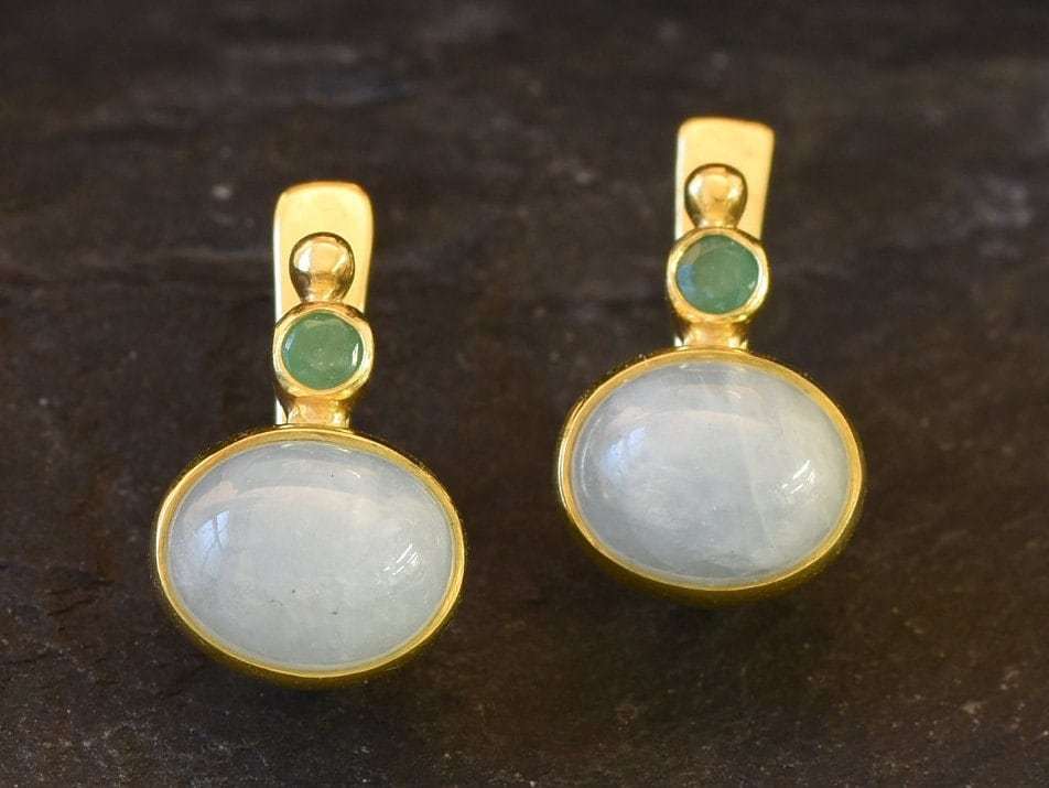 Aquamarine Silver Earrings - Two Stone Earrings - Real Aquamarine Earrings