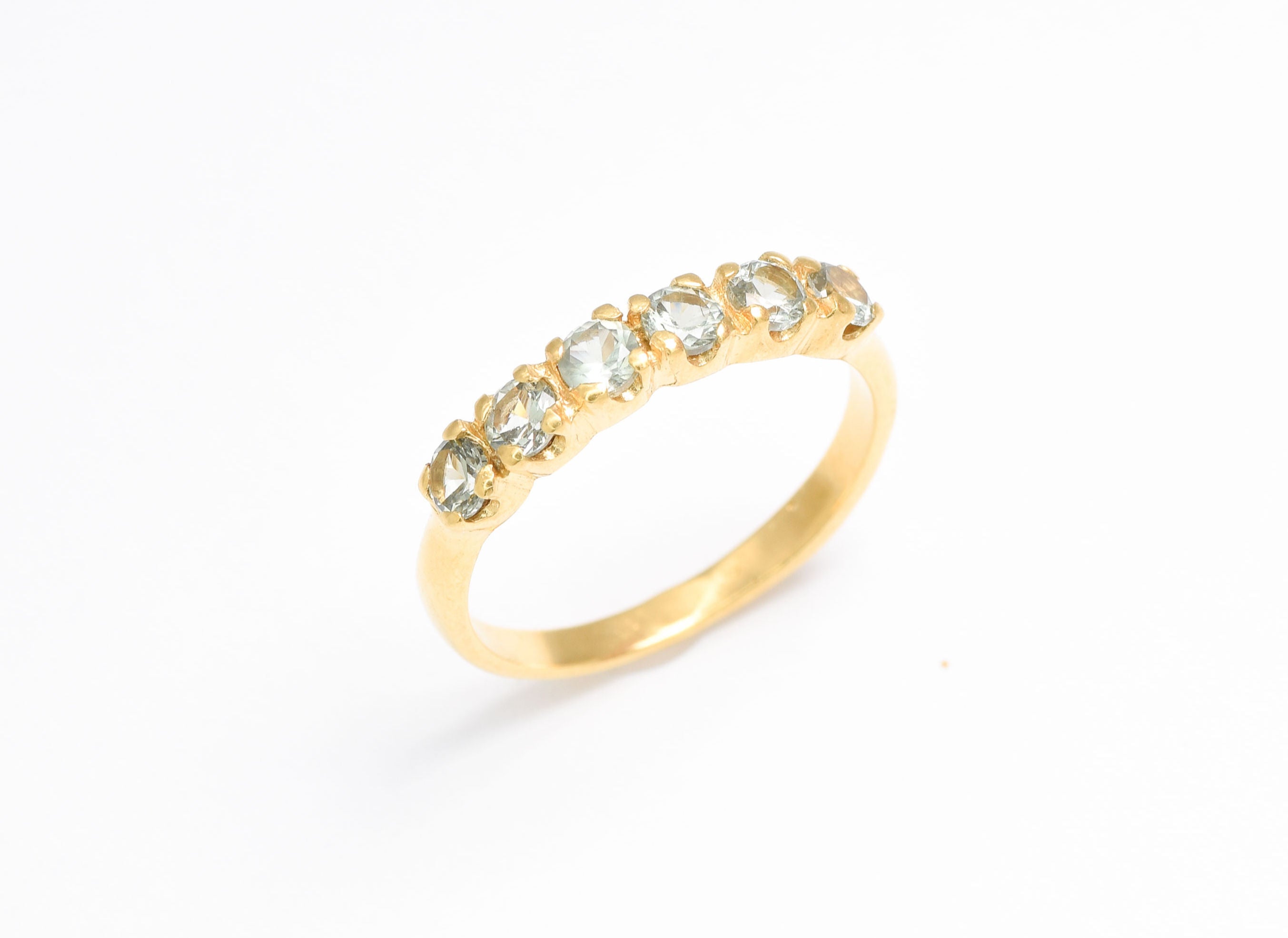 Gold Eternity Ring set with Aquamarine in 18k Gold Vermeil over Sterling Silver