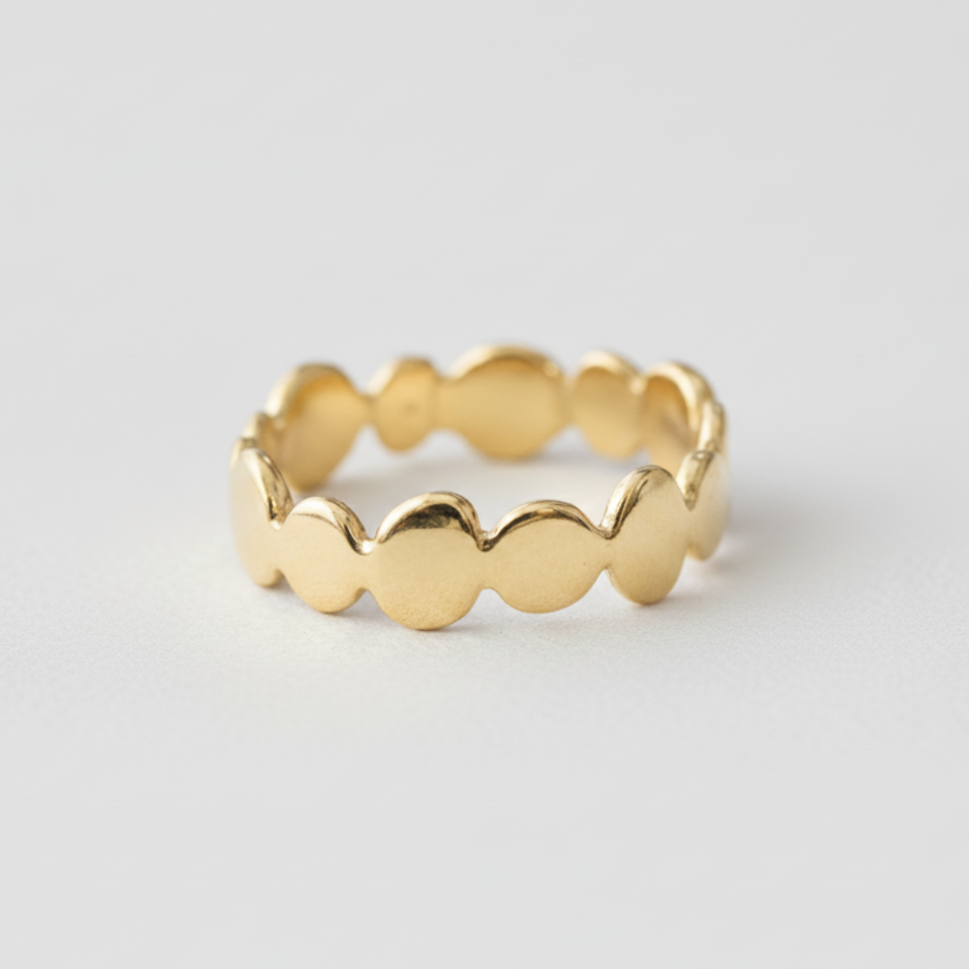 Gold Bubble Band - Gold Stacking Ring, Gold Boho Ring made in 18k Gold Vermeil. Ideal for everyday wear and perfect for birthday gifting and special occasions.