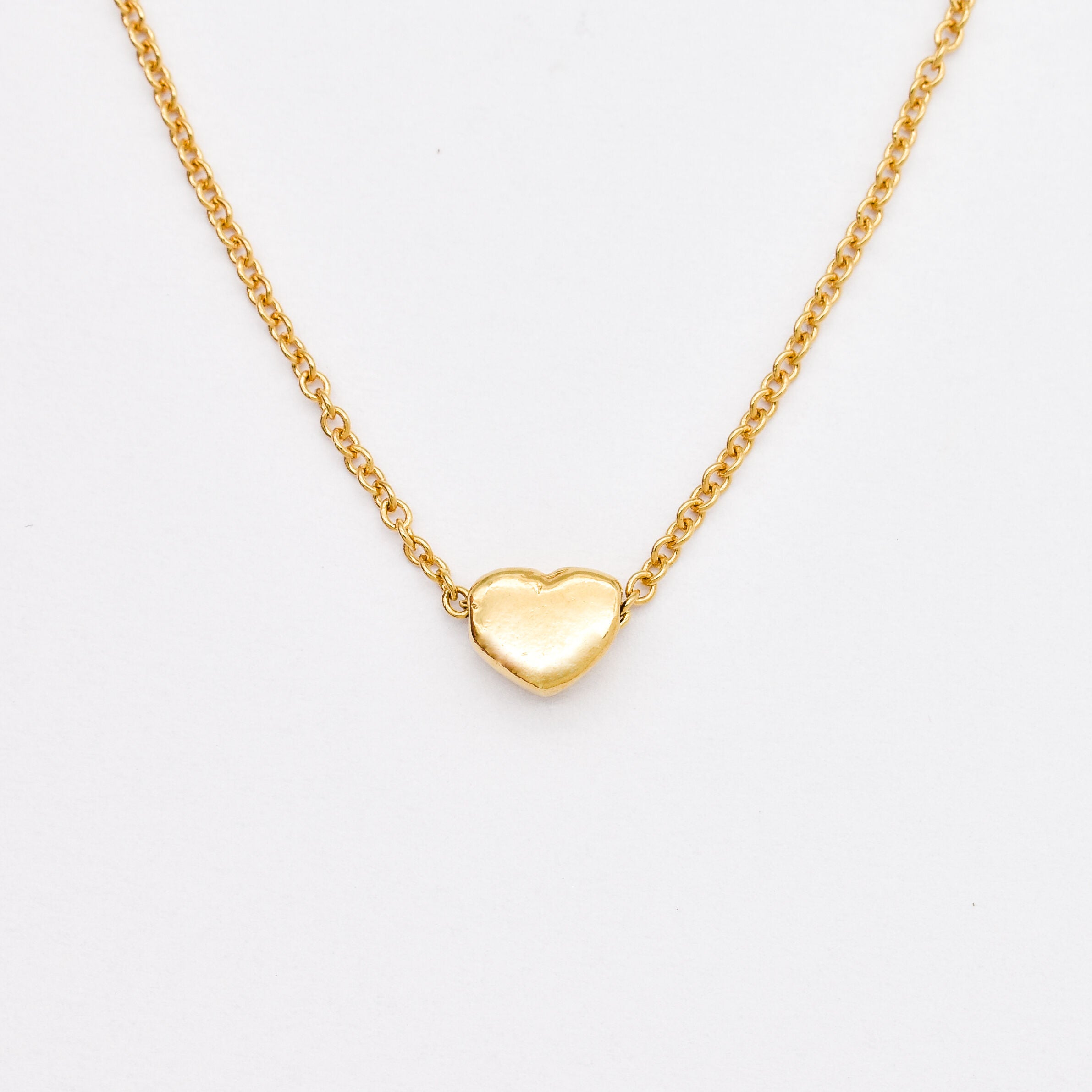 Dainty Heart Necklace set in 18k Gold Vermeil over Sterling Silver, Charm Pendant Gift Idea