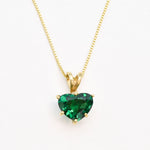 Created Emerald Pendant made in 18k Gold Vermeil with Heart Created Green Emerald in Solitaire setting, May Birthstone gift idea, symbolizes, ideal for everyday wear and perfect for birthday gifting and special occasions.
