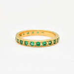 Stunning 18k Gold Vermeil Ring with a Channel-Set Created Green Emerald, an ideal gift for May birthdays and everyday elegance.