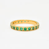 Stunning 18k Gold Vermeil Ring with a Channel-Set Created Green Emerald, an ideal gift for May birthdays and everyday elegance.