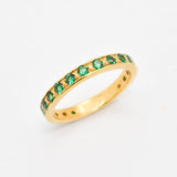 Created Emerald Ring made in 18k Gold Vermeil with Round Created Green Emerald in Channel-Set setting, May Birthstone gift idea, symbolizes, ideal for everyday wear and perfect for birthday gifting and special occasions.