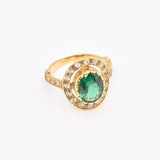 Stunning 18k Gold Vermeil Ring featuring Oval Created Emerald, perfect for everyday elegance and meaningful gifts.