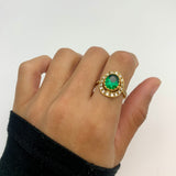 Elegant 18k Gold Vermeil Emerald Ring with Oval Green Emerald, ideal for birthdays and special occasions. May birthstone gift.