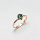Created Emerald Ring made in Rose Gold Vermeil with Round Created Green Emerald in Solitaire setting, May Birthstone gift idea, symbolizes, ideal for everyday wear and perfect for birthday gifting and special occasions.