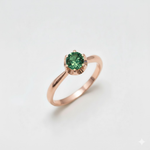 Created Emerald Ring made in Rose Gold Vermeil with Round Created Green Emerald in Solitaire setting, May Birthstone gift idea, symbolizes, ideal for everyday wear and perfect for birthday gifting and special occasions.