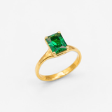 Created Emerald Ring made in 18k Gold Vermeil with Emerald Created Green Emerald in Solitaire setting, May Birthstone gift idea, symbolizes, ideal for everyday wear and perfect for birthday gifting and special occasions.