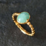 Stunning Oval Natural Emerald Ring in 18k Gold Vermeil, symbolizes harmony and growth, a beautiful gift for any occasion.